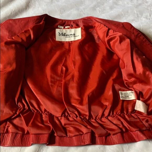 Vintage 80s Wilsons red fitted genuine leather jacket, small - Picture 6 of 8